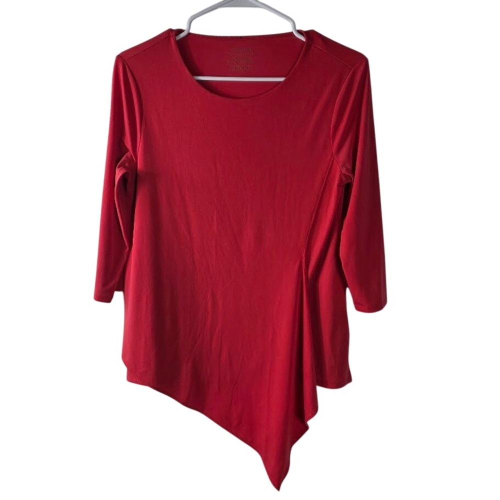 Chicos The Ultimate Tee Red‎ Size S Asymmetrical Tunic Top  Petite